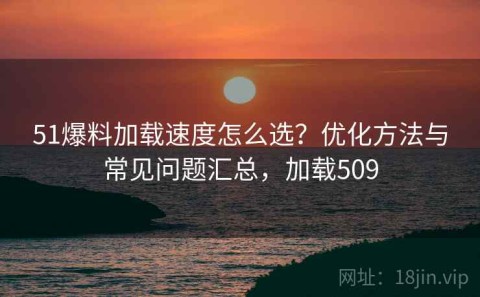 51爆料加载速度怎么选？优化方法与常见问题汇总，加载509