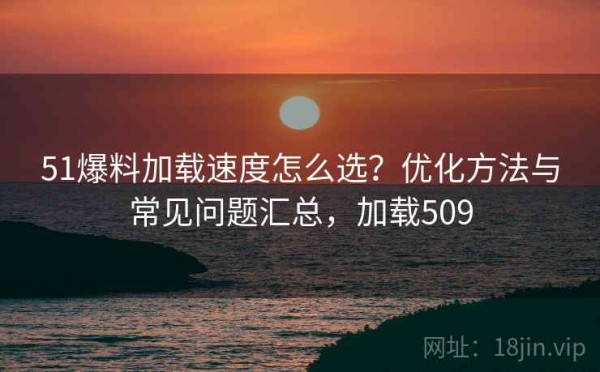 51爆料加载速度怎么选？优化方法与常见问题汇总，加载509