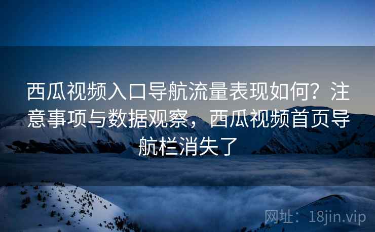 西瓜视频入口导航流量表现如何？注意事项与数据观察，西瓜视频首页导航栏消失了