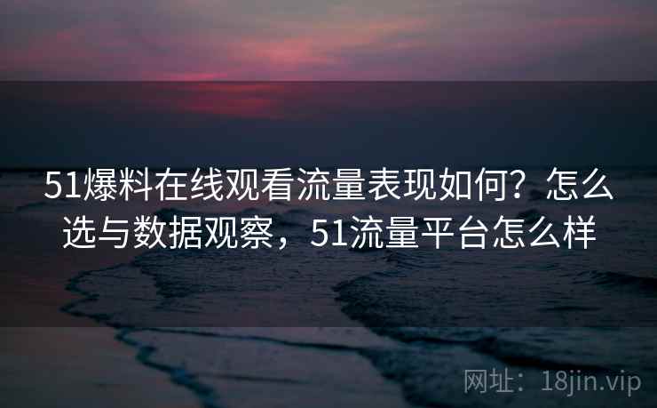 51爆料在线观看流量表现如何？怎么选与数据观察，51流量平台怎么样